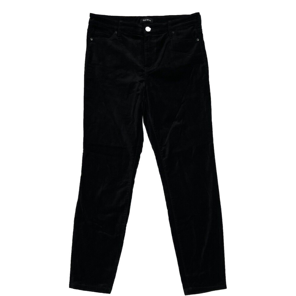 Well Worn Straight Leg Velvet Pants Women's 10/30 Black Stretch Soft NWOT